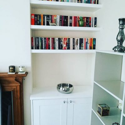SHAKER CUPBOARD WITH 50MM THICK FLOATING SHELVES