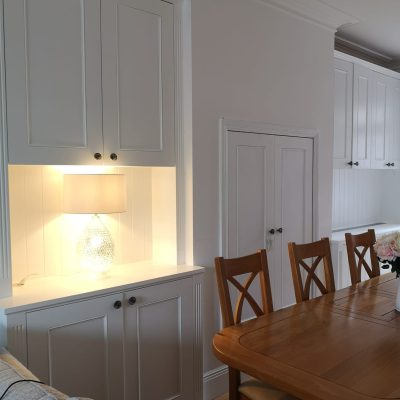 FULL HEIGHT DINING ROOM STORAGE, WITH CHIMNEY BREAST STORAGE TO MATCH